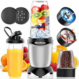 【送料無料】ジューサー ミキサー 氷も砕ける 【1台多役10点セット＆2種類の刃6枚刃+2枚刃＆2つボトル600ml+300ml 】ミキサー 小型 スムージー/野菜/果物/ジュース/コーヒーミル 最大850W ハイパワー ジューサー 25000r/m