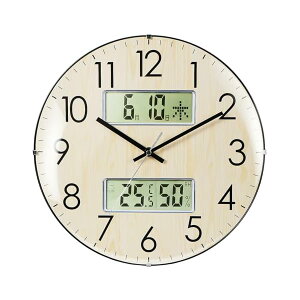 【送料無料】掛け時計 電波時計 温度 湿度 日付 曜日表示 直径33.5cm アナログ 夜間秒針停止機能付き 静音 球面ガラス SYJ-78954 グレー