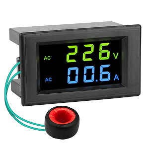 【送料無料】2-in-1 デジタルマルチメータ LCD画面 電圧計電流計 AC 80-300V電圧電流メータゲージ 100A電流センサトランス付け 2線式デジタル電圧アンプモニタパネル