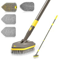 【送料無料】お風呂掃除 ブラシ，デッキブラシ 伸縮式ロングハンドル付 142cm，浴室床ブラシ クリーニン…