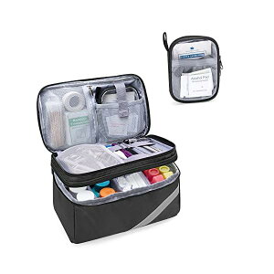 【送料無料】メディカルバッグ 救急バッグ 二層式 医療バッグ 家庭用 救急箱 (ブラック)