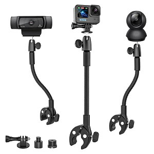 【送料無料】カメラスタンド GoPro マウント【業界で最も安定】 WEBカメラ スタンド 【260mm ロングアームグースネック】ゴープロ マウント クリップ 1/4インチ 3/8インチ 5/8インチ ネジ付き 自