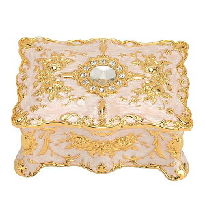 【送料無料】ジュエリーボックス アンティーク 小物入れ キラキラ 宝箱 腕時計ボックスアンティーク用品 収納 欧風 (ゴールド&ホワイト)