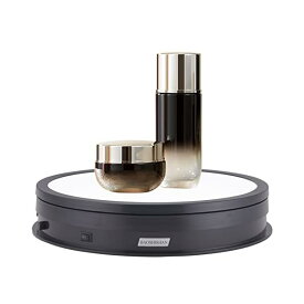 【送料無料】ターンテーブル 回転台 LEDライト付き 電動回転台 照明ターンテーブル 発光底面 ディスプレイスタンド 撮影 電動展示台 展示台 両方向回転が可能 照明付 黒い 110V (30cm)