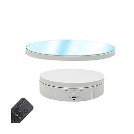 【送料無料】電動ターンテーブル 鏡面電動回転台 2in1 電動回転ディスプレイスタンド 22cm鏡面テーブル/15cmつや消しテーブル 1台2役 360度回転 ボタン/リモコン操作 スピード/方向/角度調整可能 (白)