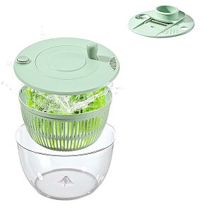 【送料無料】【スライスや水洗い、水切りなど1台12役】 サラダスピナー 野菜 水切り 水洗い スライサー 6枚刃 千切り 野菜水切り器 サラダボウル 果汁絞り器 エッグセパレーター おろし器