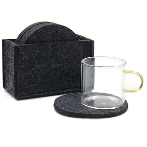 【送料無料】TOSSOW コースター 吸水コースター フェルトコースター 円型 断熱パッド 収納ケース 付き 8枚セット