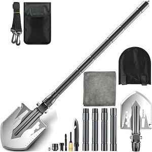 【送料無料】スコップ 多機能シャベル 折りたたみ 91CM 18種機能 高強度 錆びない 車載スコップ 防災 雪かき 園芸 キャンプ アウトドア用 収納バック付き