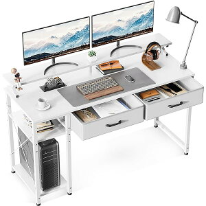 【送料無料】ゲーミングデスク ラック&引き出し2杯付き 幅120cm パソコンデスク 机 pcデスク モニター台付き ワークデスク オフィスデスク おしゃれ 省スペース 一人暮らし 在宅勤務 左右入れ