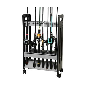 【送料無料】トトモカ ロッドスタンド 釣り竿立て ロッド立て 釣竿置き ロッドラック ロッドホルダー キャスター付き 組立式 (16本用)