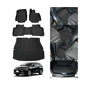 【送料無料】トヨタ 新型ハリアー 80系 フロアマット+ラゲッジマット 4点セット HARRIER 80 3D立体カーマット 防水 TPE素材 トランクマット 縁高 滑り防止 耐汚れ カスタムパーツ 車種専用設計(ト