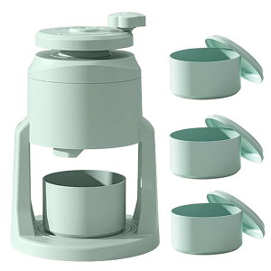【送料無料】手動 かき氷器 アイスクラッシャー 製氷皿4個付き 氷粉砕 小型 手回し式 お冷え飲み物 急速砕氷 ふわふわ とろ雪 簡単にかき氷を作る 使いやすい お手入れ簡単 家庭用 (ブルー)