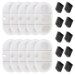 【送料無料】10枚 PETLIBRO 猫 水飲み器 活性炭フィルター 2.1L 自動給水器交換用 10枚スポンジ付き イオン交換樹脂 多重濾過 細菌 ペットの毛 食べ残し ホコリ除去 新鮮な水を提供