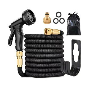 【送料無料】散水ホース 15m 伸縮ホース 3倍に伸びる(5mから15mまで) 伸縮 洗車 散水ノズル付き 水撒き 水やり洗車 水やり 散水 リール 高圧 超強化 ミスト 庭 ガーデニング ベランダ ガーデン