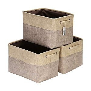【送料無料】3点セット 収納かご 収納バスケット 洗濯かご ストレージバスケ ット おもちゃ収納 小物入れ おしゃれ 折り畳む式 キャンバス オックスフォード生地 取っ手付き(38*25*25cm ベージ