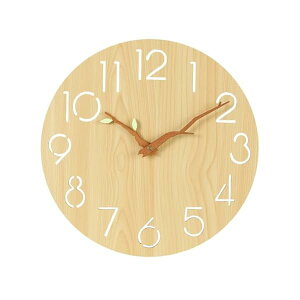【送料無料】掛け時計 電波時計 静音 アナログ 直径30cm 連続秒針 MDF木製文字盤 針/木製針 MDF-5383