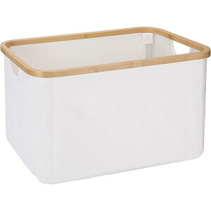 【送料無料】ランドリーバスケット 洗濯カゴ 衣類かご 収納ボックス 収納バッグ 洗濯籠 省スペース 洗濯物入れ 大容量 長方形 バスルーム 寝室用 竹のハンドル付き 持ち運び可能 撥水加工