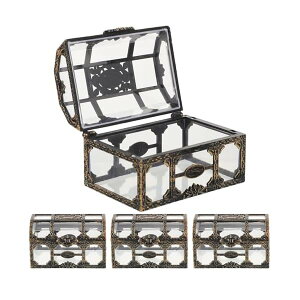 【送料無料】宝箱 海賊宝箱 透明 クリスタル宝石箱 コンパクト 4個入り アンティーク調 コイン 財宝 アクセサリー 小物入れ 宝物入れ インテリア 雑貨 置物 ジュエリーボックス 10.5×8×6.5cm