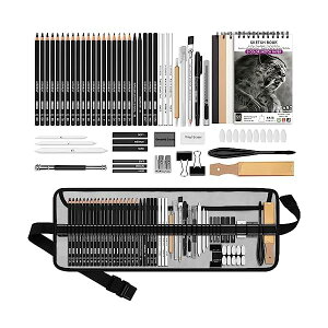 【送料無料】60件のドローイングキット スケッチング鉛筆セット、大人やアーティストのための3色スケッチブック、グラファイト、木炭、ドローイング鉛筆付きのアート用品