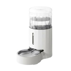 【送料無料】ペット給水器、4L重力式大容量ステンレス製給水器、自動ペット水飲み器、ホワイト 猫と小型/中型犬用