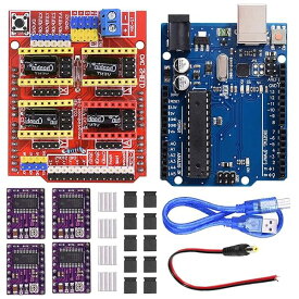【送料無料】CNC シールド V3.0 拡張 ボード キット（Arduino用ボード付き）、4個 DRV8255ステッピングモータードライバーとヒートシンク、10個ジャンパーキャップ、彫刻機用USBケーブル
