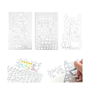 【送料無料】テンプレート定規 金属 多機能定規 3枚 製図定規セット 描画テンプレート DIY描画 手帳用 図面テンプレート 学生や子供 おもしろ文房具