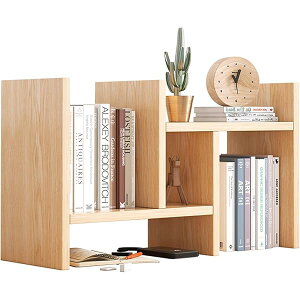 【送料無料】デスク上置き棚 収納ラック 多種組み立て方式 卓上 伸縮型 3種の組み合わせ 木製 スッキリ 整理整頓 ブックスタンド 本立て (くるみ)