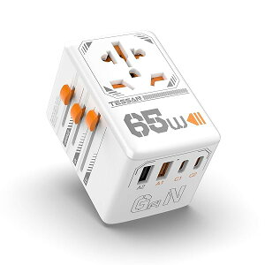 【送料無料】海外 コンセント変換プラグ 全世界対応 GaN 65W PD 急速充電 海外旅行用 コンセント 2USB-Aと2USB-Cポート付き 1AC口 BF O A Cタイプ ヨーロッパ/韓国/イギリス/アメリカ/オーストラリア/