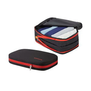 【送料無料】トラベルポーチ 旅行用圧縮袋 圧縮バッグ 9L 衣類収納 ファスナー 拡張可能 ペース節約 2 つの収納コンパートメント 軽量 出張 旅行 便利グッズ (ブラック,2点セット)