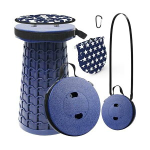 【送料無料】折りたたみ 椅子 折り畳み椅子 おりたたみいす アウトドアチェア キャンプイス 伸縮スツール 高さ調整 可能 軽量 コンパクト クッションつき 収納バッグ カラビナ付き 持ち運