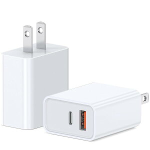 【送料無料】PD 20W タイプc 充電器 iphone 充電器 type-c 2ポート ACアダプター【PSE技術基準適合/USB PD対応/2個セット/コンパクトサイズ】iPhone iPad Android その他各種機器対応(ホワイト)