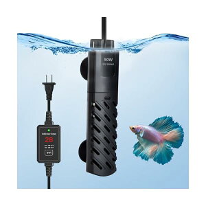 【送料無料】水槽 ヒーター 水中用 ミニヒーター,LED ディスプレイ,温度15度〜34度可調節, 省エネ 防水 ヒーター, 縦横設置,石英防爆ガラス セーフカバー 吸盤付き, 熱帯魚 観賞魚 淡水海水両