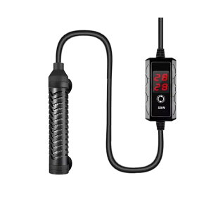 【送料無料】水槽用 ヒーター サーモスタット付き ミニヒーター 水中用 自動恒温式 温度制御可能 温度超過保護 18度〜34度リアル温度デジタル表示 縦横設置 石英防爆ガラス セーフカバー 吸