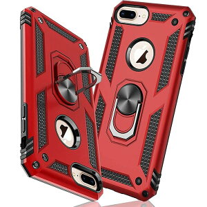 �y���������ziPhone 7 Plus �P�[�X/iPhone 8 Plus �P�[�X �����O �ϏՌ� �Ռ��z�� ���h�~ �S�ʕی� �J�����ی� �X�^���h�t�� TPU+PC�o���p�[ �w��h�~�΍� ��d�\�� 360�x��] �h�o �ԍڃz���_�[�Ή� ��