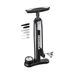 【送料無料】【全バルブ対応】 自転車 空気入れ 160PSI 圧力計付き:仏式 米式 英式バルブ対応 フロアポンプ - 軽量 コンパクト ボール/浮き輪用 - ブラック