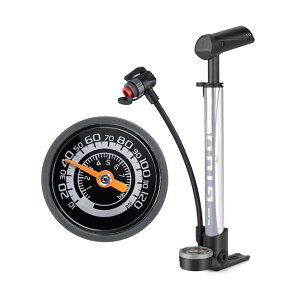 【送料無料】GIYO 自転車 空気入れ 携帯ポンプ 仏式 英式 米式 120psi ゲージ付き コンパクト 軽量 ミニフロアポンプ ロードバイク クロスバイク ママチャリ 各種 対応 シルバー (GM-642)