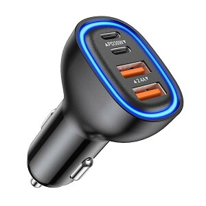 【送料無料】合計78W 4ポート シガーソケット USB C & USBA カーチャージャー 車 充電器 【PD30W+QC18W急速充電】車載充電器 軽量 コンパクトサイズ iPhone 16/iPhone15/ iPhone14/ iPhone1
