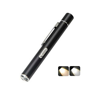 【送料無料】懐中電灯 LED ペンライト USB充電式 ミニハンディライト ダブル光源 携帯便利 キャンプ アウトドア ライト