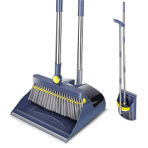 【送料無料】ZNM ほうき ちりとり 立て式掃除セット 180°回転可能 組み立て簡単 収納便利 省スペース 屋内 屋外 家庭 オフィス 美容室に適用