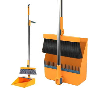 【送料無料】ほうき ちりとり セット 自立式 暗号化されたブラシ 折りたたみ収納 180°回転式ちほうき ベランダ 掃除 ほうき 外 長柄箒 塵取り ホウキちりとりセット broom 腰曲げず 掃除可能