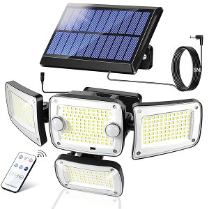 【送料無料】センサーライト 屋外 ソーラーライト 分離型 【3000mAhの大容量進化・342極高輝度LED・4面発光・2つ人感センサー】 3000lm 3つ知能モード 360°角度調整 リモコン付き IP65防水 電気代0