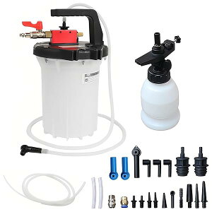 【送料無料】ブレーキフルードブリーダー 20種アダプター付き エアー式真空オイルチェンジャー 3L大容量集液+1L補充ボトル 耐腐食PE材 一体型ポンプ設計 ブレーキ/ATF/ギアオイル対応 乗用
