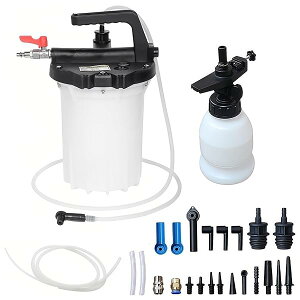 【送料無料】ブレーキフルードブリーダー 20種アダプター付き エアー式真空オイルチェンジャー 3L大容量集液+1L補充ボトル 耐腐食PE材 一体型ポンプ設計 ブレーキ/ATF/ギアオイル対応 乗用
