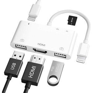 yzLightn-ing HDMI+USB*2+SD/TF ϊA_v^ i-Phone p HDMIϊP[u 1080P rfIĐ xȂ Cg-jO 3JA_v^ o f[^` OTGp JA_v^ SDJ[h
