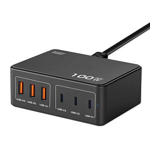 �y���������zUSB �[�d�� ���v100W PD �}���[�d�� 6�|�[�g�yPD30W�Ή�/6�䓯���[�d/1.2M�P�[�u����