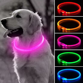 【送料無料】犬 光る首輪 - 充電式 LED 光る 犬 首輪 犬 散歩 ライト ペット 夜間 安全 お散歩