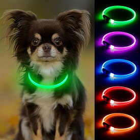 【送料無料】光る首輪 小型犬 - 犬 散歩 ライト 充電式 LED 犬くびわ小型 光る 猫 首輪 犬散歩