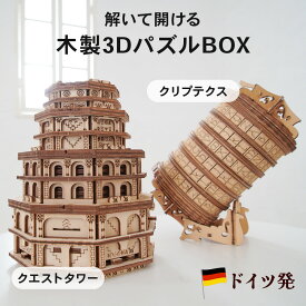 FlukeForest(フルークフォレスト) ドイツ製 木製パズル BOX 3D 謎解きパズル オブジェ アンティーク調 FF-PZL 小物入れ サプライズ バビロンの塔 ダビンチコード