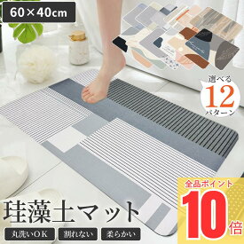＼全品ポイント10倍！／ バスマット 珪藻土バスマット 珪藻土マット 珪藻土 マット 柔らか 速乾 割れない ノンアスベスト 大きい 大判 ソフト 足拭き お風呂 キッチン 吸水 手入れ簡単 浴室マット 足拭き 60 40 70 50 cm