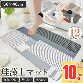 ＼先着79枚限定！10%OFFクーポン／ バスマット 珪藻土バスマット 珪藻土マット 珪藻土 マット 柔らか 速乾 割れない ノンアスベスト 大きい 大判 ソフト 足拭き お風呂 キッチン 吸水 手入れ簡単 浴室マット 足拭き 60 40 70 50 cm